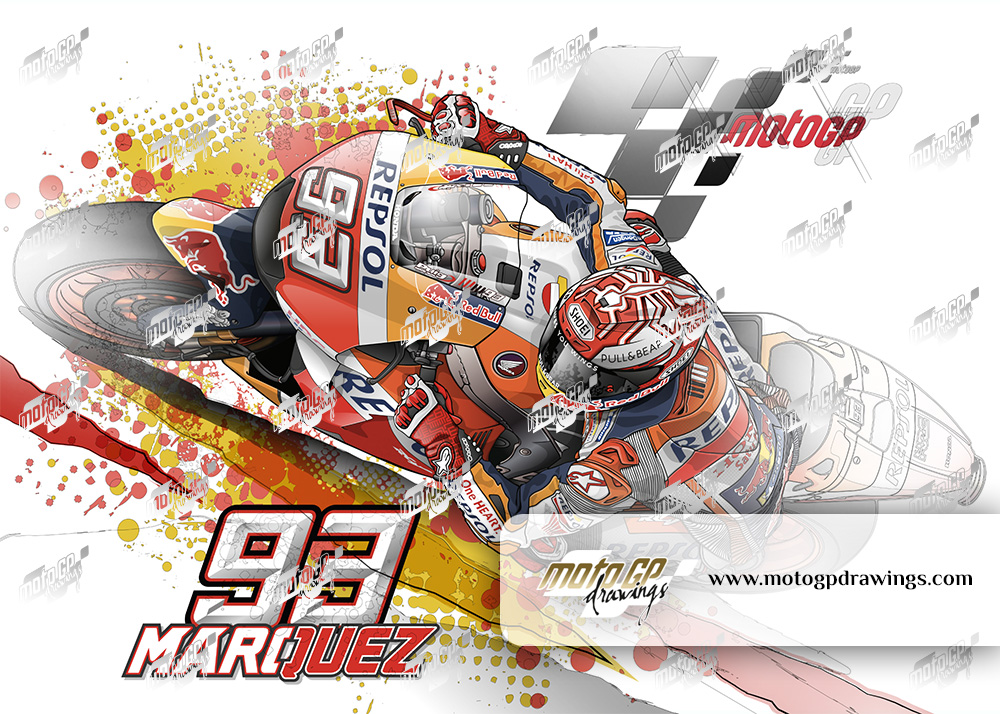 93 Marc Marquez - Mix couleurs / dessin technique