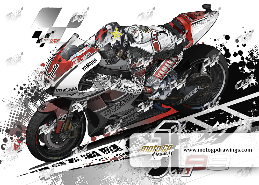 99 Jorge Lorenzo Yamaha Team 50th Anniversary Mix Couleurs Noir et Blanc 04